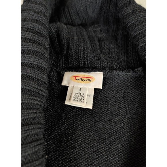 Talbots Vintage Woman's Open Front Cardigan Pockets Belted Black - Picture 4 of 4